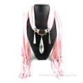 hot selling sexy women pink printed jersey scarf with pendant bufanda infinito bufanda by Real Fashion